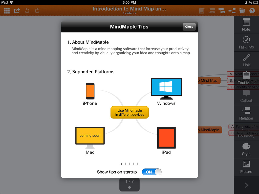 immagine di esempio della risorsa MindMaple for iPad (Full version)