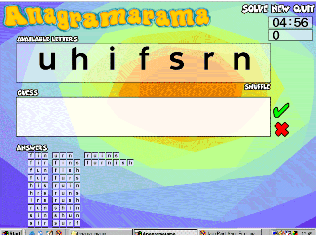 Immagine di esempio della risorsa Anagramarama ver. WINDOWS