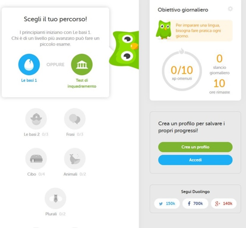 Immagine di esempio della risorsa Duolingo (Microsoft RT)
