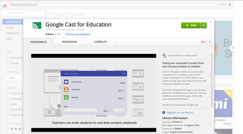 Immagine di esempio della risorsa Google Cast for education