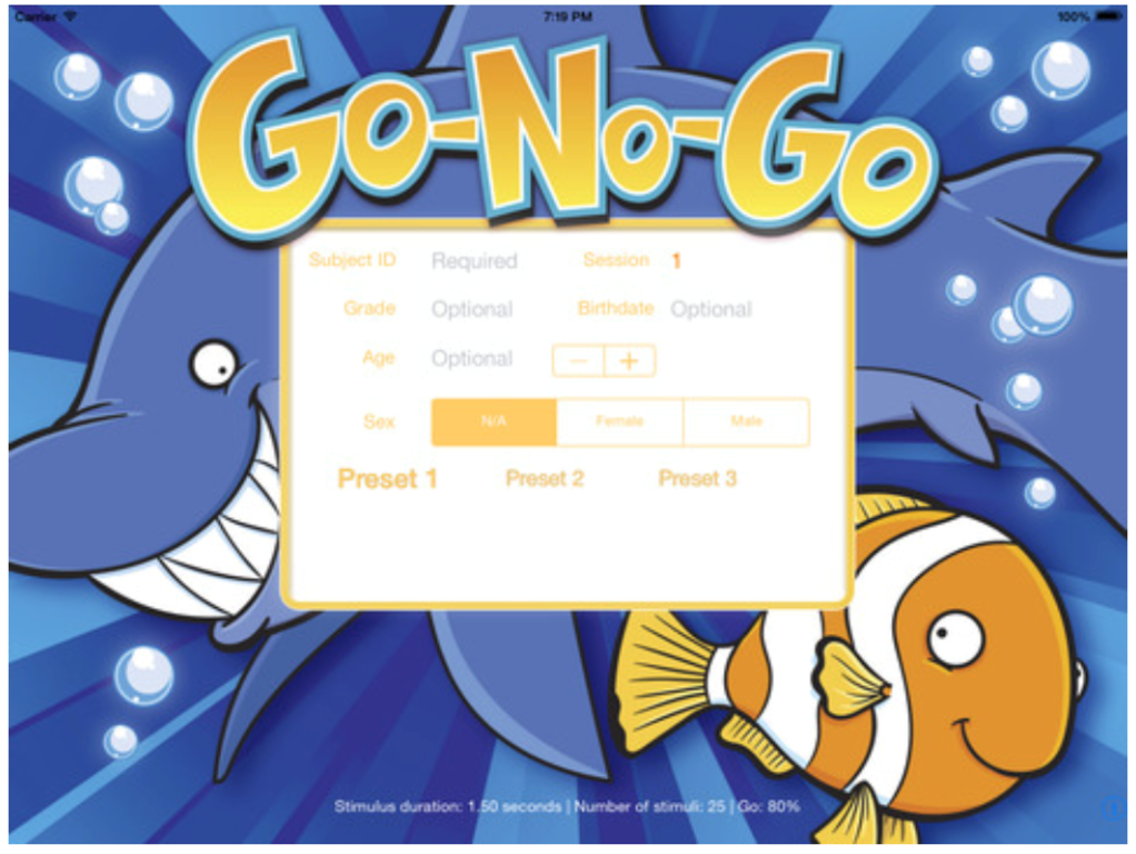 Immagine di esempio della risorsa Go/No-Go (iOS)