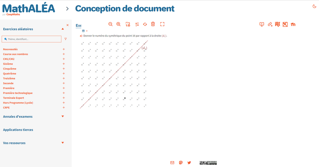 Immagine di esempio della risorsa MathALÉA (Web App)