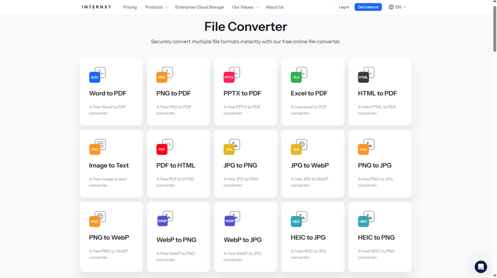 immagine di esempio della risorsa Internxt File Converter