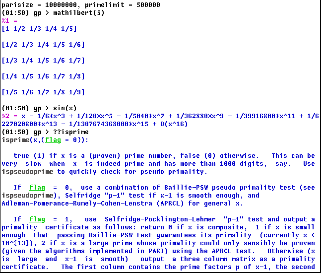 Immagine di esempio della risorsa Pari/GP ver. GNU/Linux