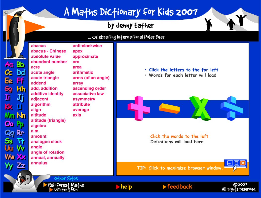 Immagine di esempio della risorsa A Maths Dictionary for Kids