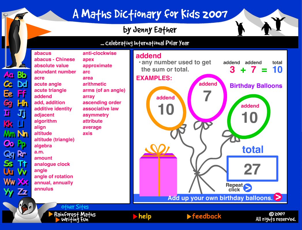 Immagine di esempio della risorsa A Maths Dictionary for Kids