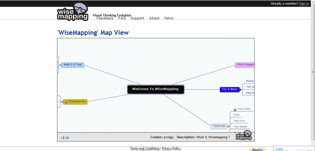 Immagine di esempio della risorsa Wisemapping open source